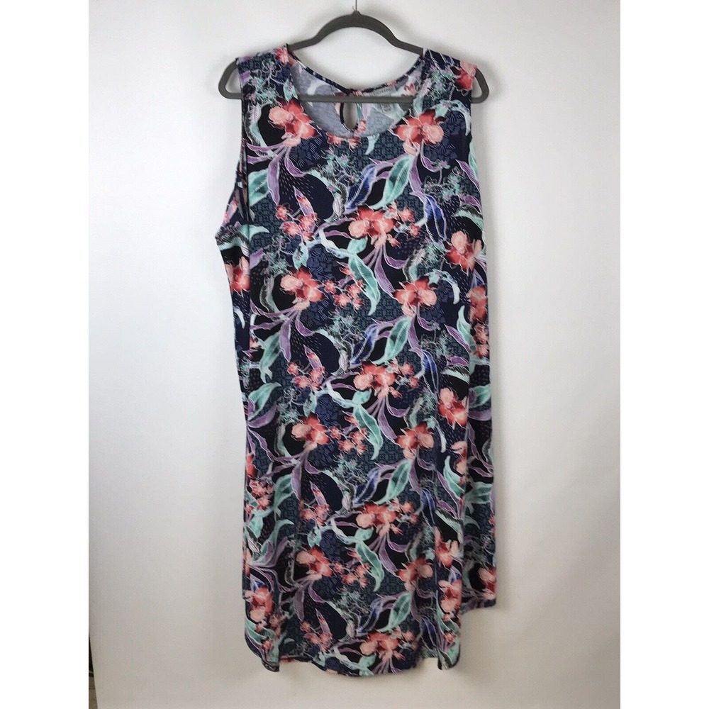 Catherines Multicolor Floral Key Hole Back Detail Maxi Dress Size 4X